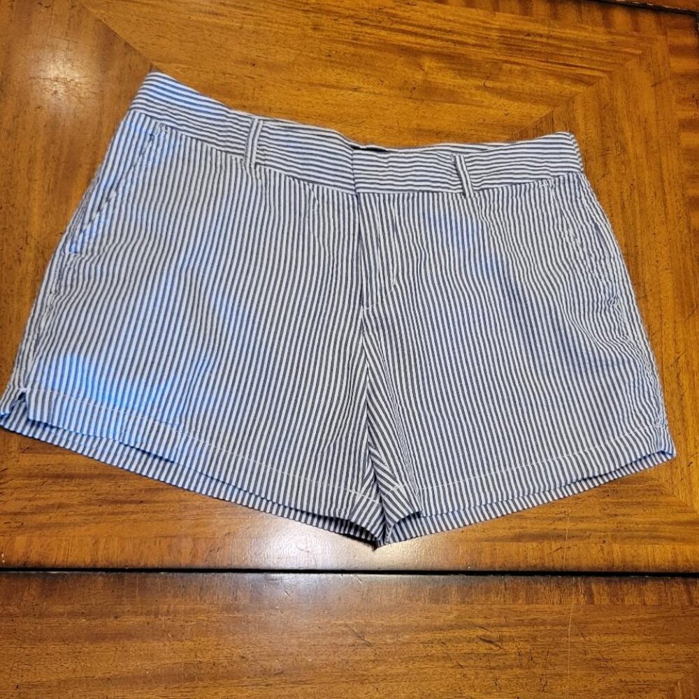 Cynthia Rowley Blue & White Seersucker Shorts - Picture 2 of 9